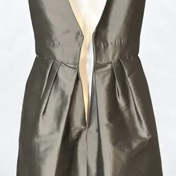 Vintage LAZARO Sleeveless Cocktail Dress Sz 10 Satin Jeweled Wedding Pewter Gray - Picture 10 of 15